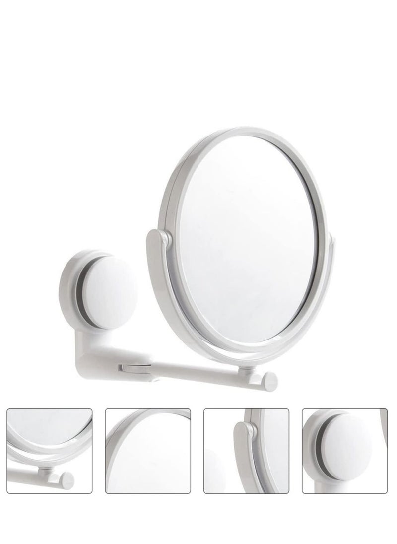 Wall-Mount Swivel Mirror - Double-Sided Adjustable Makeup Mirror with Suction for Bathroom Use.