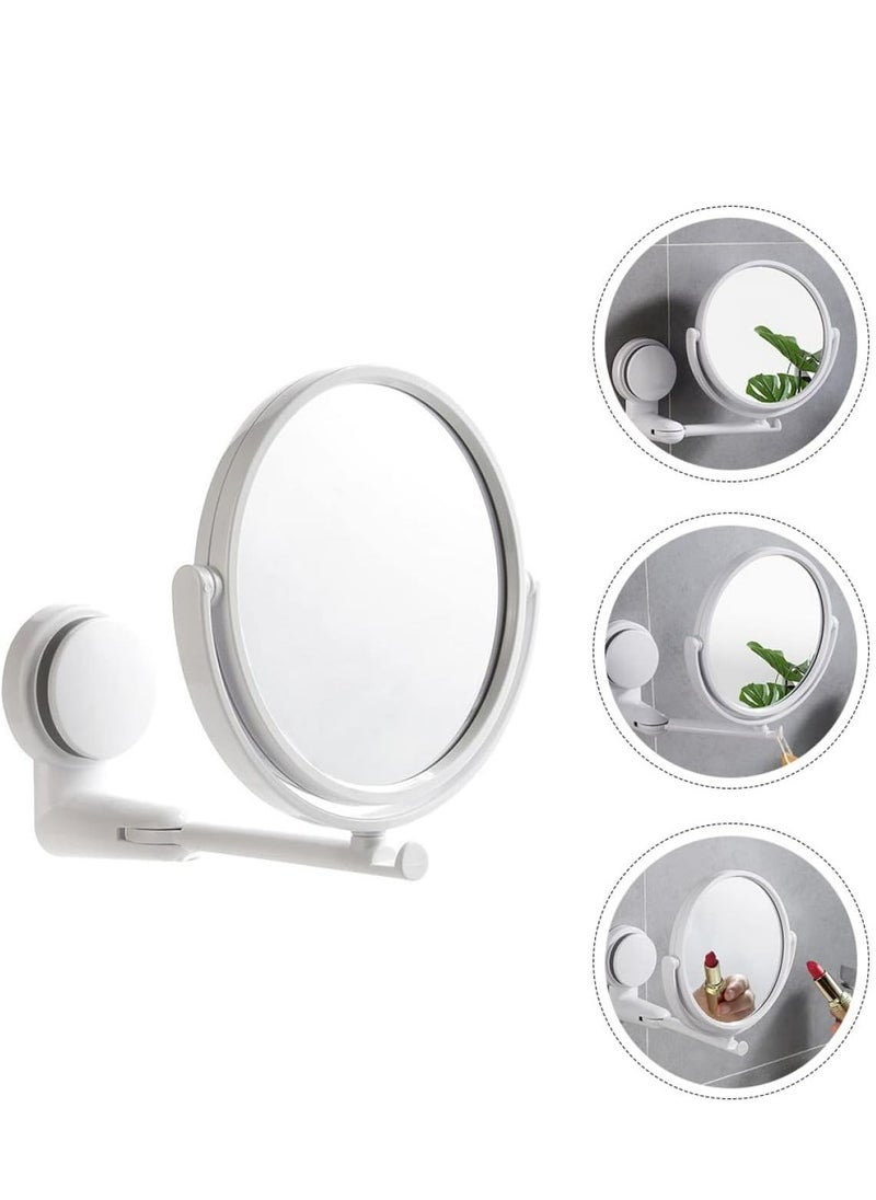 Wall-Mount Swivel Mirror - Double-Sided Adjustable Makeup Mirror with Suction for Bathroom Use.
