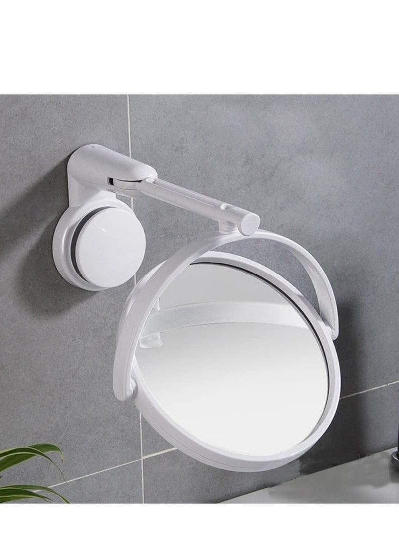 Wall-Mount Swivel Mirror - Double-Sided Adjustable Makeup Mirror with Suction for Bathroom Use.