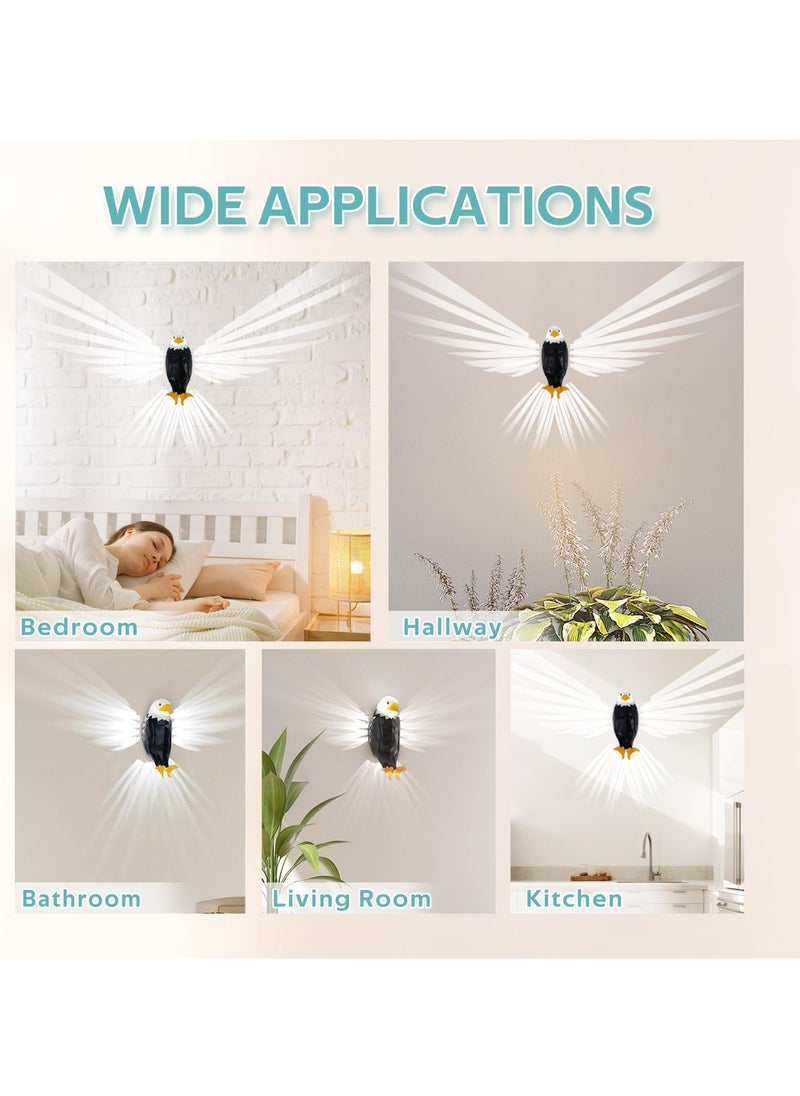 Bald Eagle Wall Light, American Animal Bird Wall Night Light, Magnetic Led Wall Mounted Eagle Lamp, with Remote Control, USB Charging, Battery Operated & Removable Charging Eagle Light for Indoors