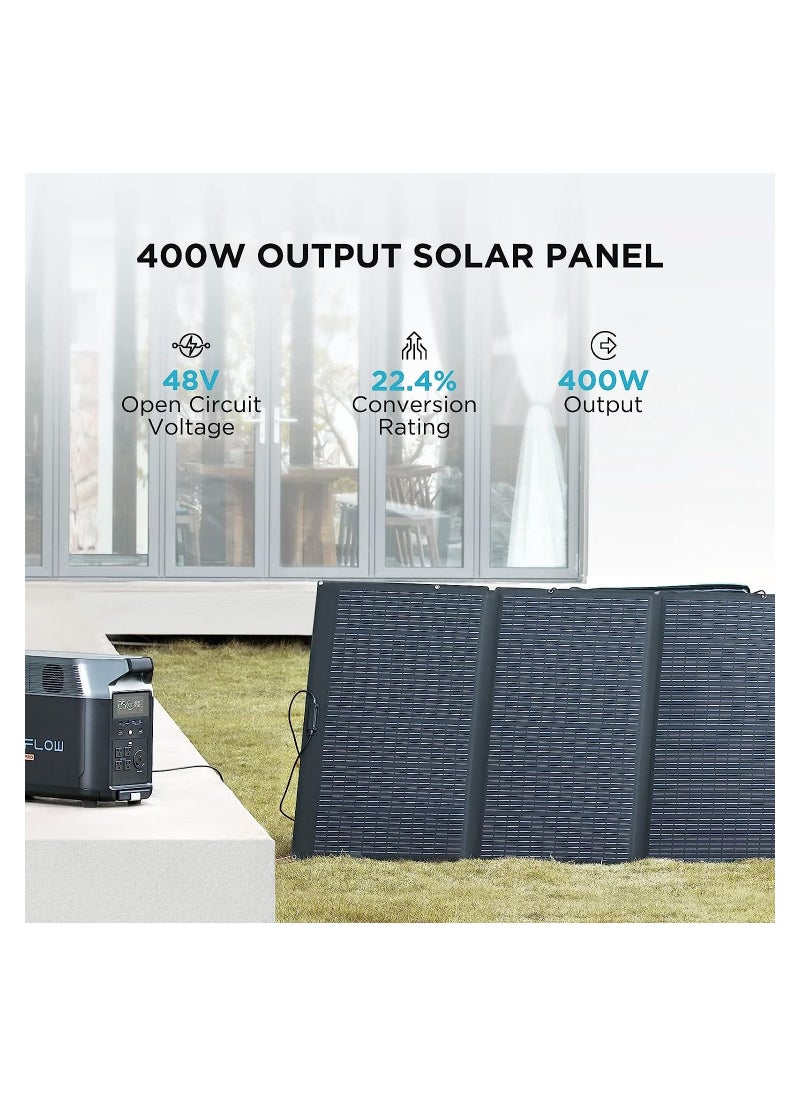 EF ECOFLOW 400W Portable Solar Panel, Foldable, Durable, Complete with an Adjustable Kickstand Case, Waterproof IP68 for Outdoor Adventures