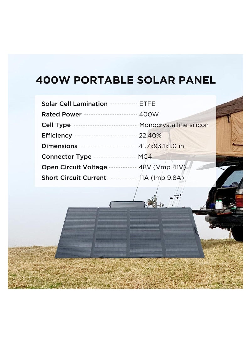 EF ECOFLOW 400W Portable Solar Panel, Foldable, Durable, Complete with an Adjustable Kickstand Case, Waterproof IP68 for Outdoor Adventures