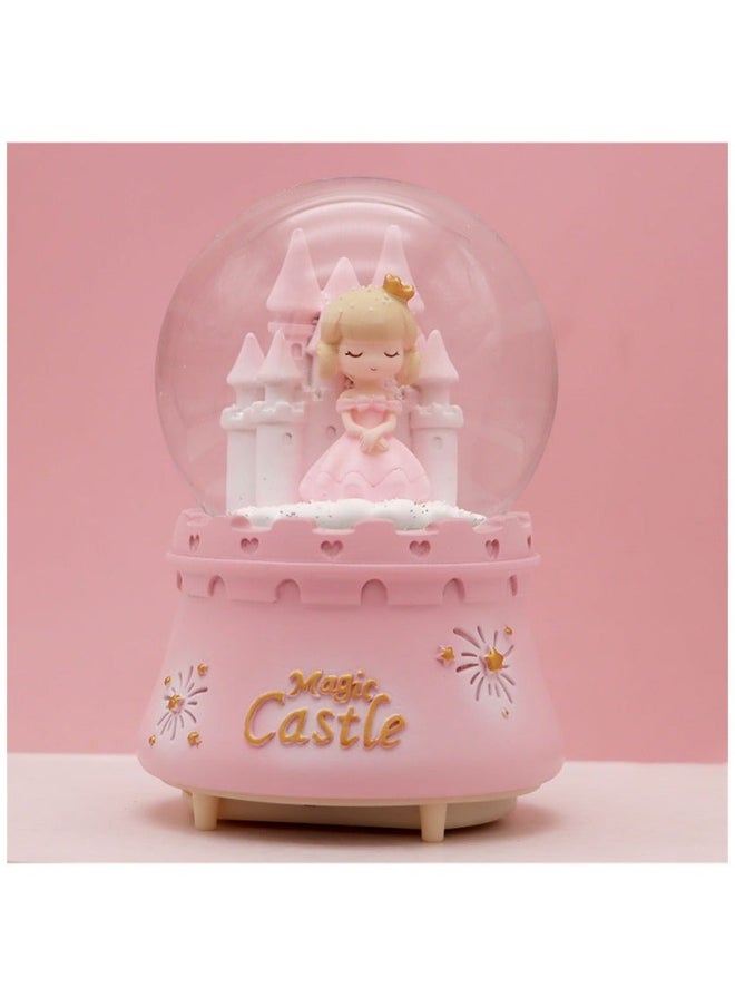 Musical Snow Globes Cute Princess Castle Figurine Snow Globes Automatic Snowfall Musical Snow Globe with Color Changing LED Light for Girls Birthday Home Party Decoration