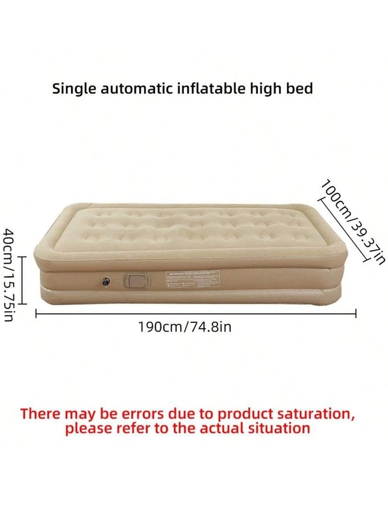 Portable Inflatable Air Mattress with Built-in Electric Pump – Water-Resistant Sleeping Pad Features Fast Self-Inflation & Deflation, Ideal for Home, Guests, Camping, Travel, and Outdoor Use (Single Raised Bed)