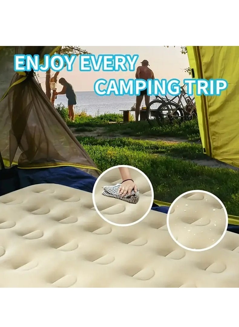 Portable Inflatable Air Mattress with Built-in Electric Pump – Water-Resistant Sleeping Pad Features Fast Self-Inflation & Deflation, Ideal for Home, Guests, Camping, Travel, and Outdoor Use (Single Bed)