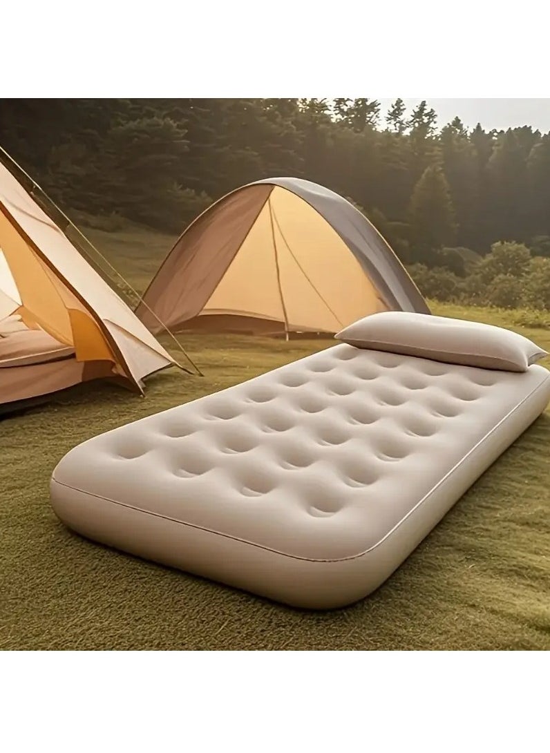 Portable Inflatable Air Mattress with Built-in Electric Pump – Water-Resistant Sleeping Pad Features Fast Self-Inflation & Deflation, Ideal for Home, Guests, Camping, Travel, and Outdoor Use (Single Bed)