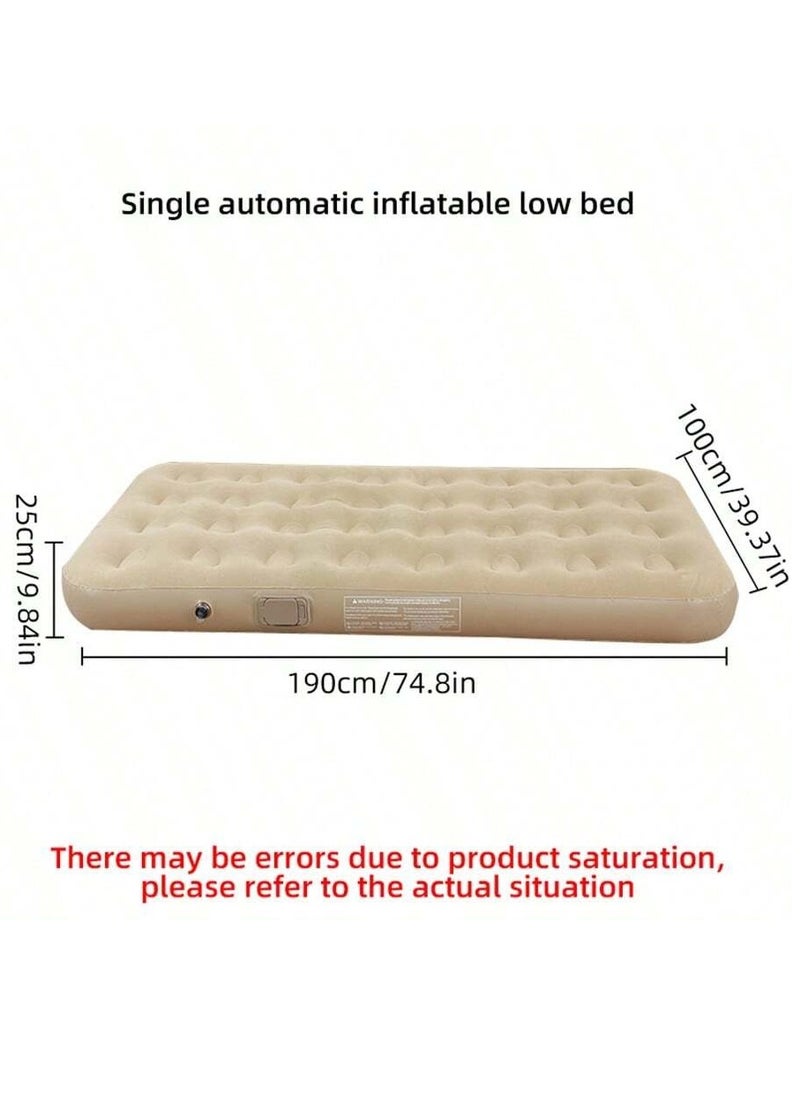 Portable Inflatable Air Mattress with Built-in Electric Pump – Water-Resistant Sleeping Pad Features Fast Self-Inflation & Deflation, Ideal for Home, Guests, Camping, Travel, and Outdoor Use (Single Bed)