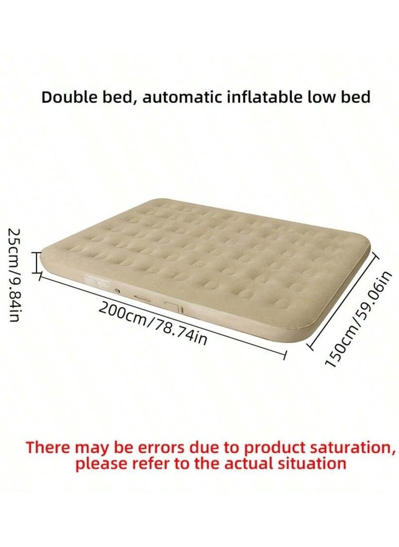 Portable Inflatable Air Mattress with Built-in Electric Pump – Water-Resistant Sleeping Pad Features Fast Self-Inflation & Deflation, Ideal for Home, Guests, Camping, Travel, and Outdoor Use (Double Bed)