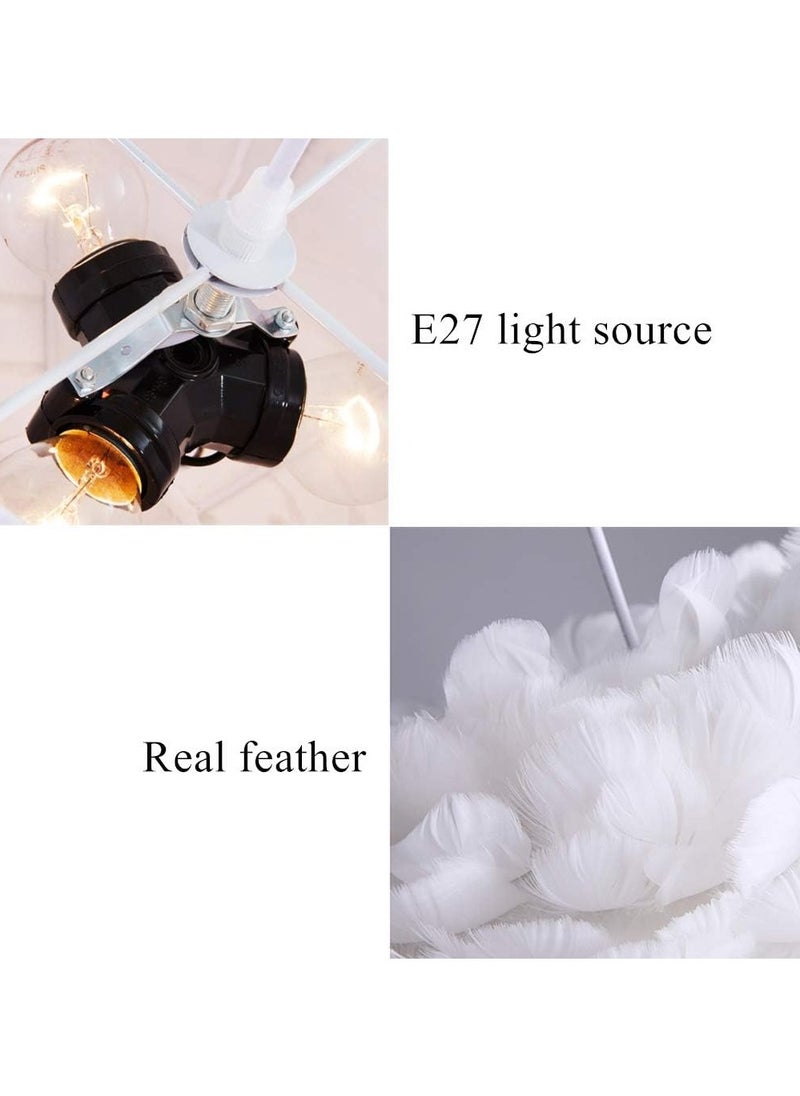 Ceiling Lamps Feather Chandelier Hanging Lamp for Children's Room Living Room Bedrooms Restaurant White