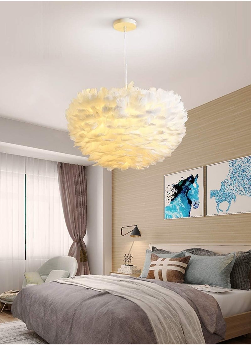 Ceiling Lamps Feather Chandelier Hanging Lamp for Children's Room Living Room Bedrooms Restaurant White