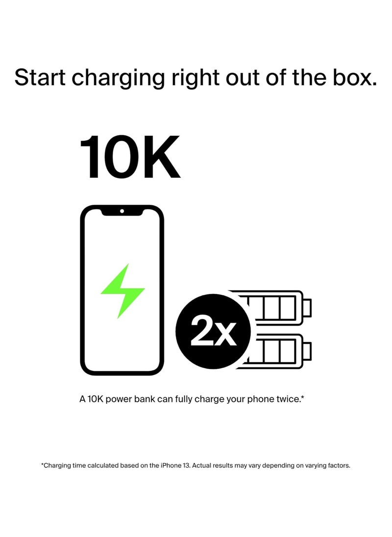 Belkin USB-C PD Power Bank 10K (Fast Charge Portable Charger w/ USB-C + USB Ports, 10000mAh Capacity) Battery Pack for Galaxy, Pixel, iPhone more