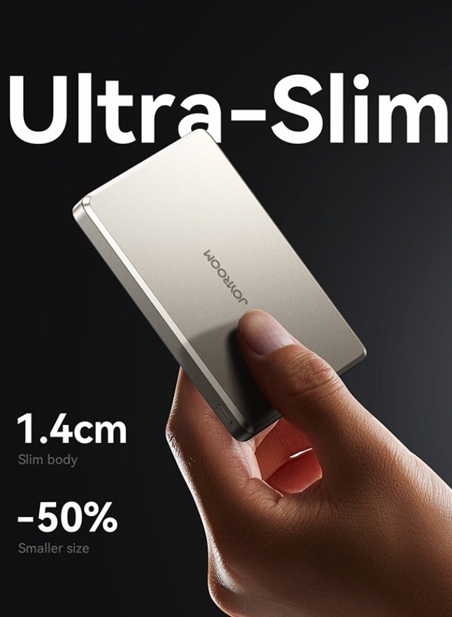 10000 mAh 20W Ultra-thin Metal Magnetic Wireless Type-C & Lighnting Power Bank Fast Charging Wireless Magnetic Power Bank Including a Type-C to Type-C 60W 0.25m Cable Titanium Silver