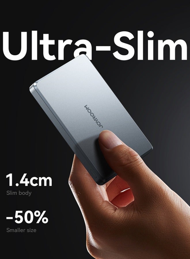 10000 mAh 20W Ultra-thin Metal Magnetic Wireless Type-C & Lighnting Power Bank Fast Charging Wireless Magnetic Power Bank Including a Type-C to Type-C 60W 0.25m Grey