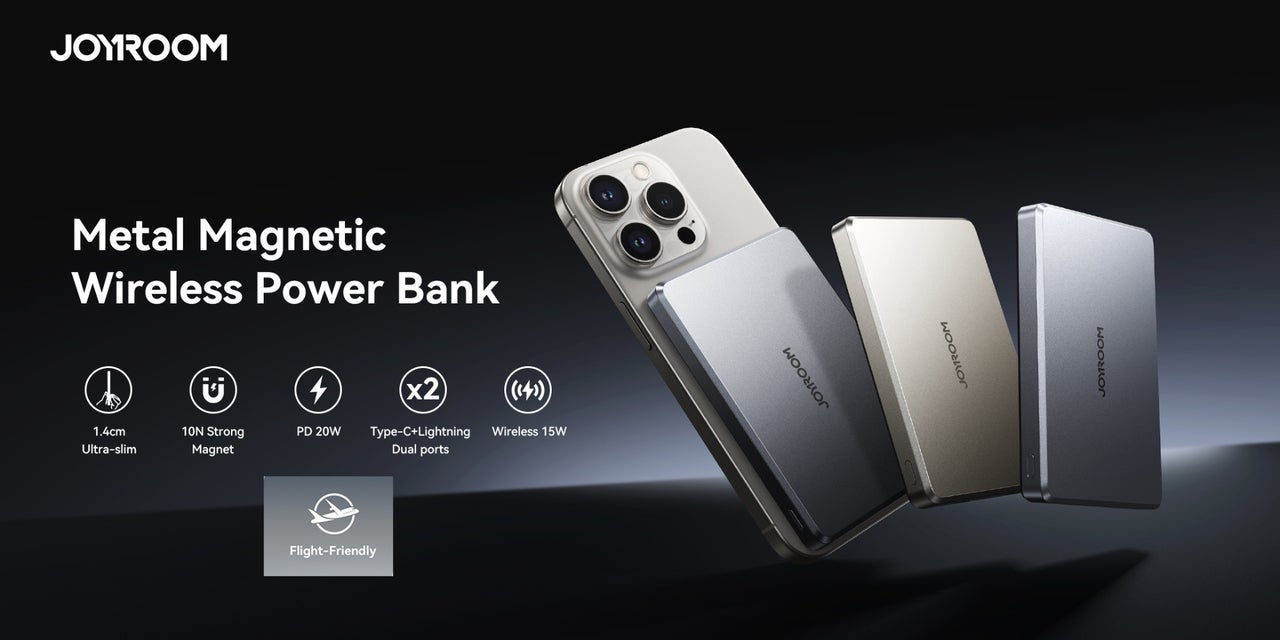 10000 mAh 20W Ultra-thin Metal Magnetic Wireless Type-C & Lighnting Power Bank Fast Charging Wireless Magnetic Power Bank Including a Type-C to Type-C 60W 0.25m Grey