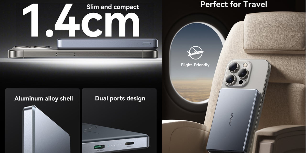 10000 mAh 20W Ultra-thin Metal Magnetic Wireless Type-C & Lighnting Power Bank Fast Charging Wireless Magnetic Power Bank Including a Type-C to Type-C 60W 0.25m Grey