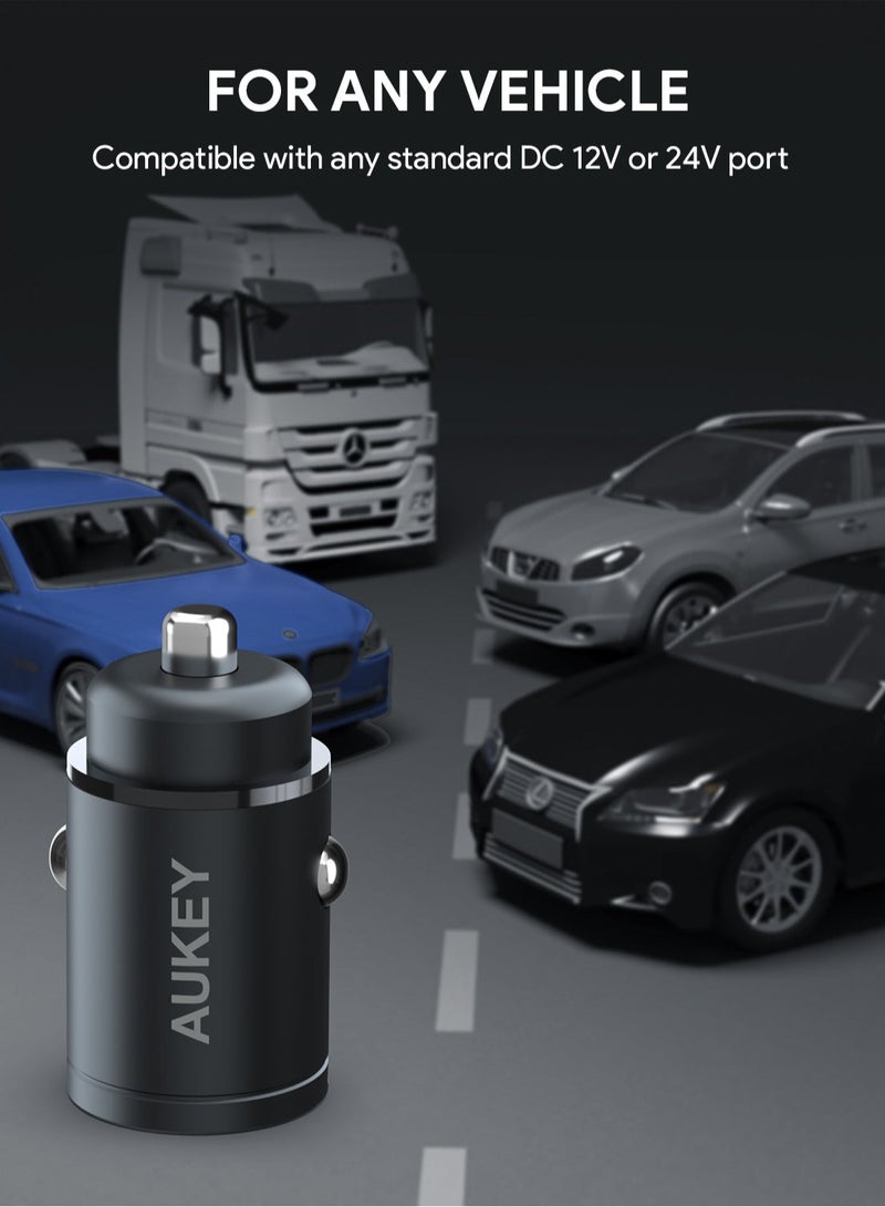 CC-A4 Dual Port USB-C 30W PD Car Charger Black