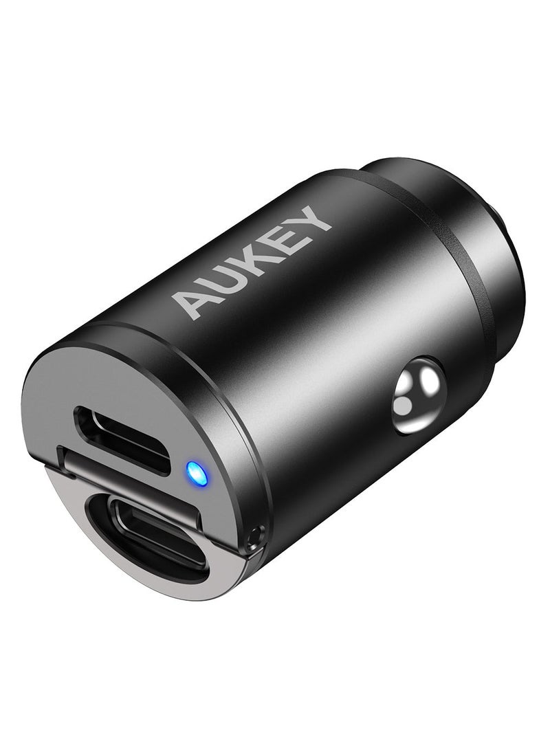 CC-A4 Dual Port USB-C 30W PD Car Charger Black