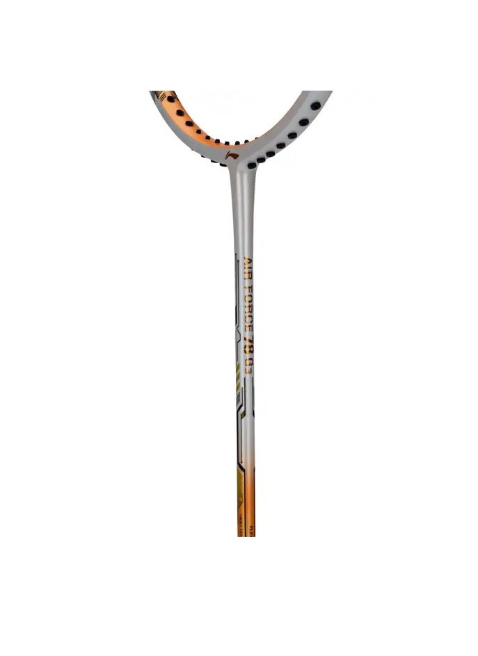 AIR-FORCE 78 G3 Carbon Fibre Unstrung Badminton Racket With Free Full Cover (White/Light Orange/Black)