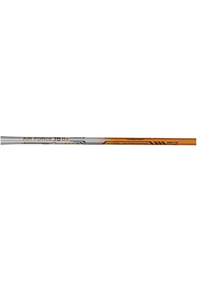 AIR-FORCE 78 G3 Carbon Fibre Unstrung Badminton Racket With Free Full Cover (White/Light Orange/Black)