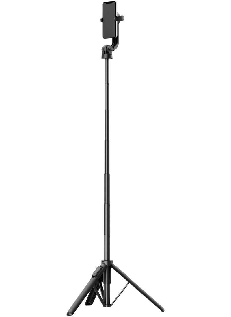 Porodo Magnetic Selfie Stick 150cm Extendable With 3 Leg Tripod & Remote Control,Wide Angle Tilt,×16 Magnets,Wireless Shutter,Multi-Device Compatibility,150cm Max Height,Versatile Mounting - Black