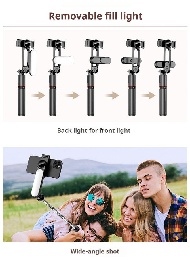 44.88 Inches Selfie Stick Tripod for phone, All-in-1 Phone Tripod Stand with Rechargeable Bluetooth Remote,Removable fill light,Compatible with iPhone and Android Smartphones,Lightweight Tripod for for Selfies/Live/Video Recording/Travel