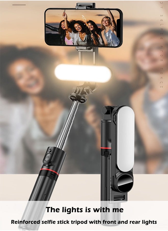 44.88 Inches Selfie Stick Tripod for phone, All-in-1 Phone Tripod Stand with Rechargeable Bluetooth Remote,Removable fill light,Compatible with iPhone and Android Smartphones,Lightweight Tripod for for Selfies/Live/Video Recording/Travel