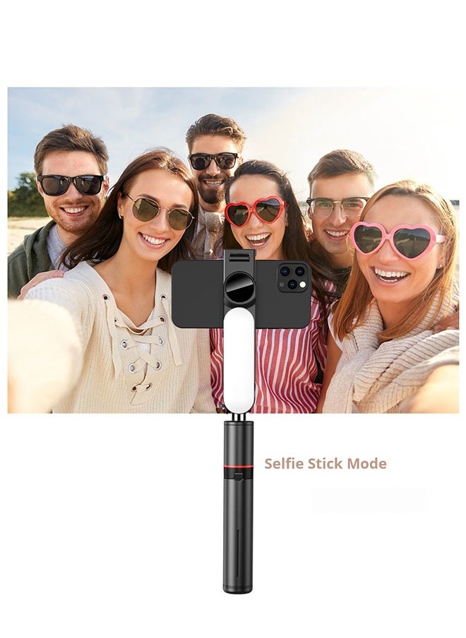 44.88 Inches Selfie Stick Tripod for phone, All-in-1 Phone Tripod Stand with Rechargeable Bluetooth Remote,Removable fill light,Compatible with iPhone and Android Smartphones,Lightweight Tripod for for Selfies/Live/Video Recording/Travel