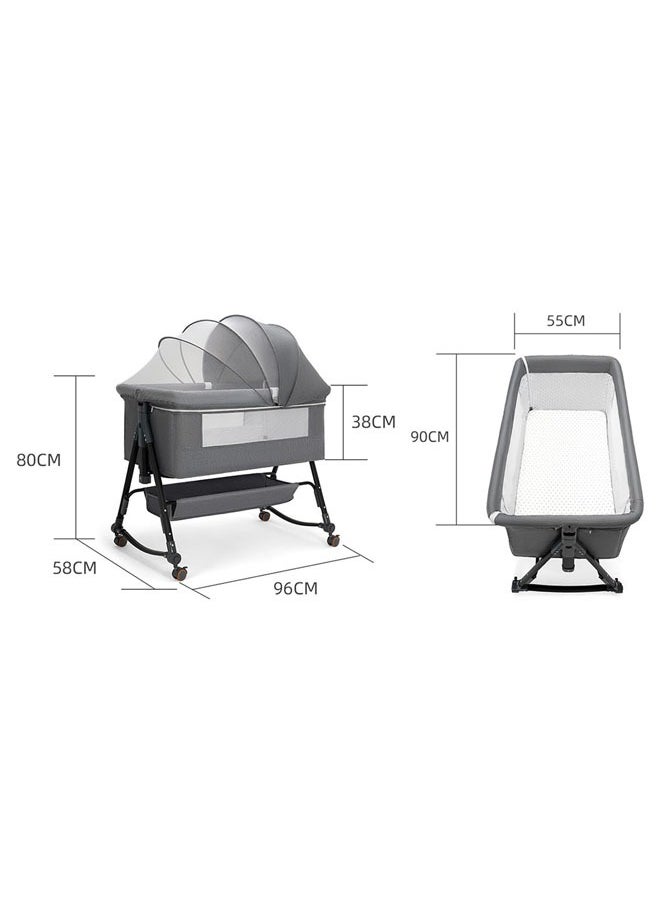 Baby Bassinet 3 in 1 Baby Bassinet with Storage Basket and Wheels All Mesh Bedside