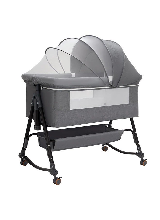 Baby Bassinet 3 in 1 Baby Bassinet with Storage Basket and Wheels All Mesh Bedside