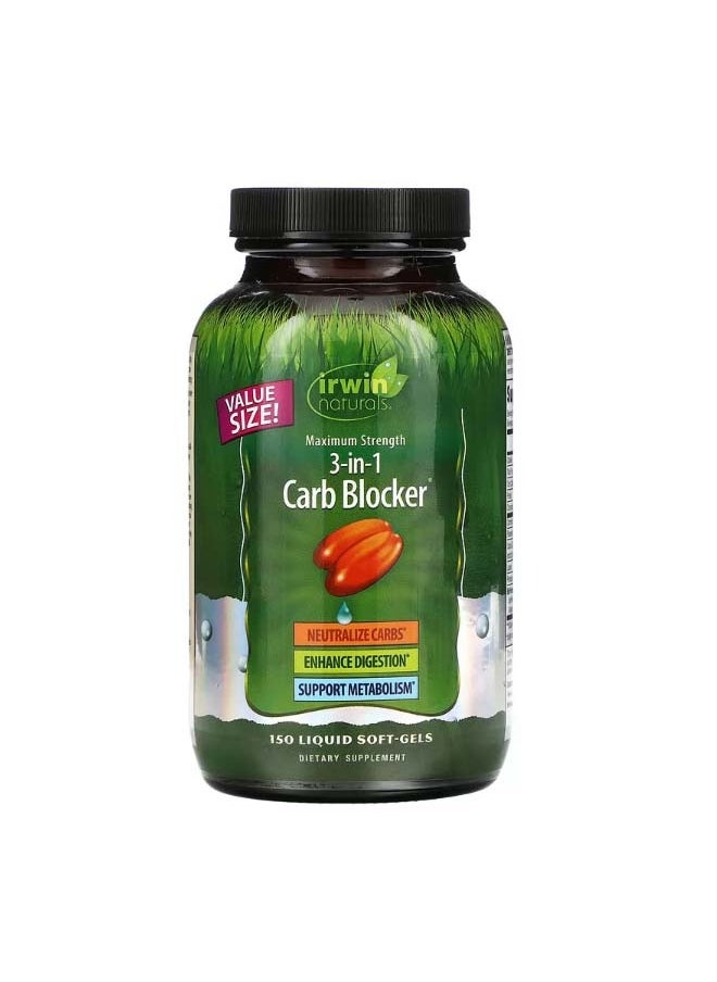 3in1 Carb Blocker Maximum Strength 150 Liquid SoftGels