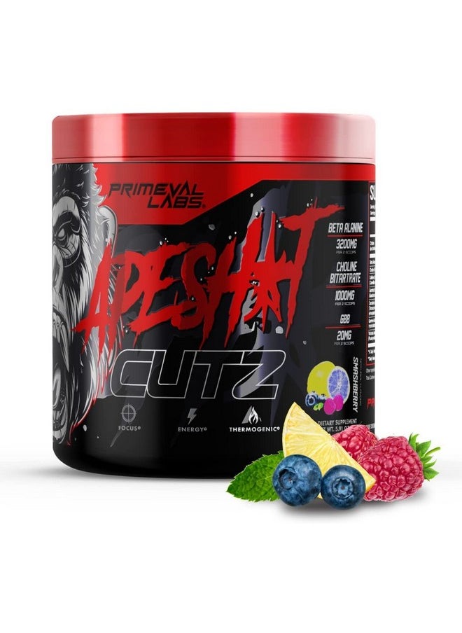 Primeval Labs Ape Cutz Pre Workout Powder | Scientifically Formulated | Increased Performance with Beta Alanine | Post Workout Drink & Energy Booster 50 Servings Smashberry