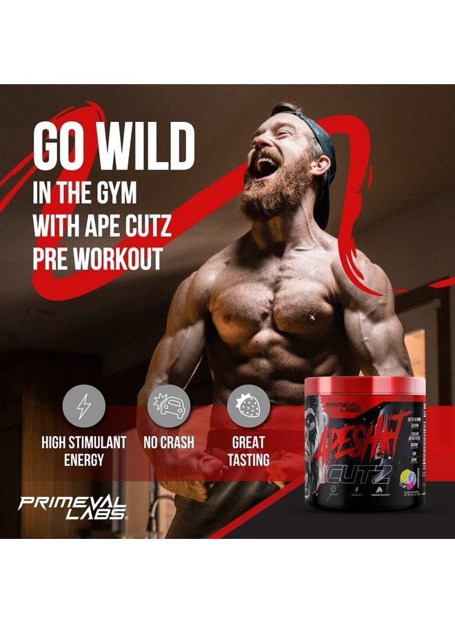 Primeval Labs Ape Cutz Pre Workout Powder | Scientifically Formulated | Increased Performance with Beta Alanine | Post Workout Drink & Energy Booster 50 Servings Smashberry