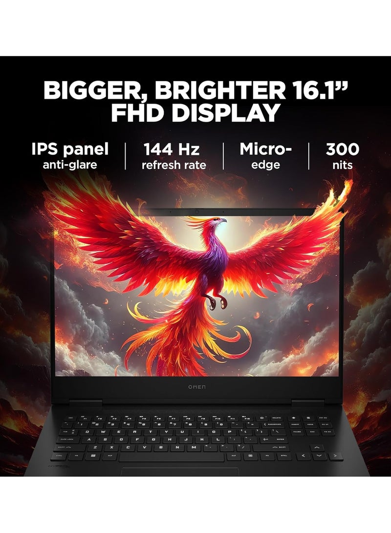 OMEN Gaming Laptop 16 With 16.1-Inch FHD Display, Core i7-14650HX Processor/64GB RAM/1TB SSD/NVIDIA GeForce RTX 4060 Graphics Card/Windows 11 English Black