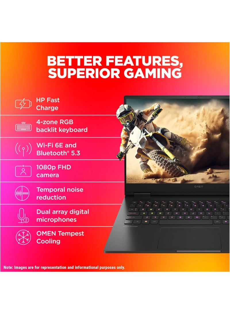 OMEN 16t Gaming Laptop With 16.1-Inch FHD Display, Core i7-13620H Processor/32GB RAM/2TB SSD/8GB NVIDIA GeForce RTX 4060 Graphics Card/Windows 11 Pro English/Arabic Black