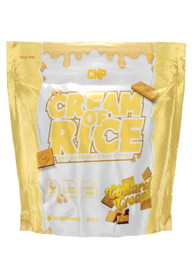 Cream of Rice - 2kg, Vanilla Custard Cream Flavor, High-Quality Complex Carbohydrates for Energy and Recovery