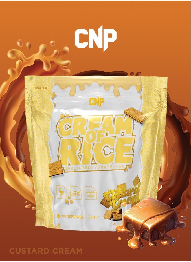 Cream of Rice - 2kg, Vanilla Custard Cream Flavor, High-Quality Complex Carbohydrates for Energy and Recovery