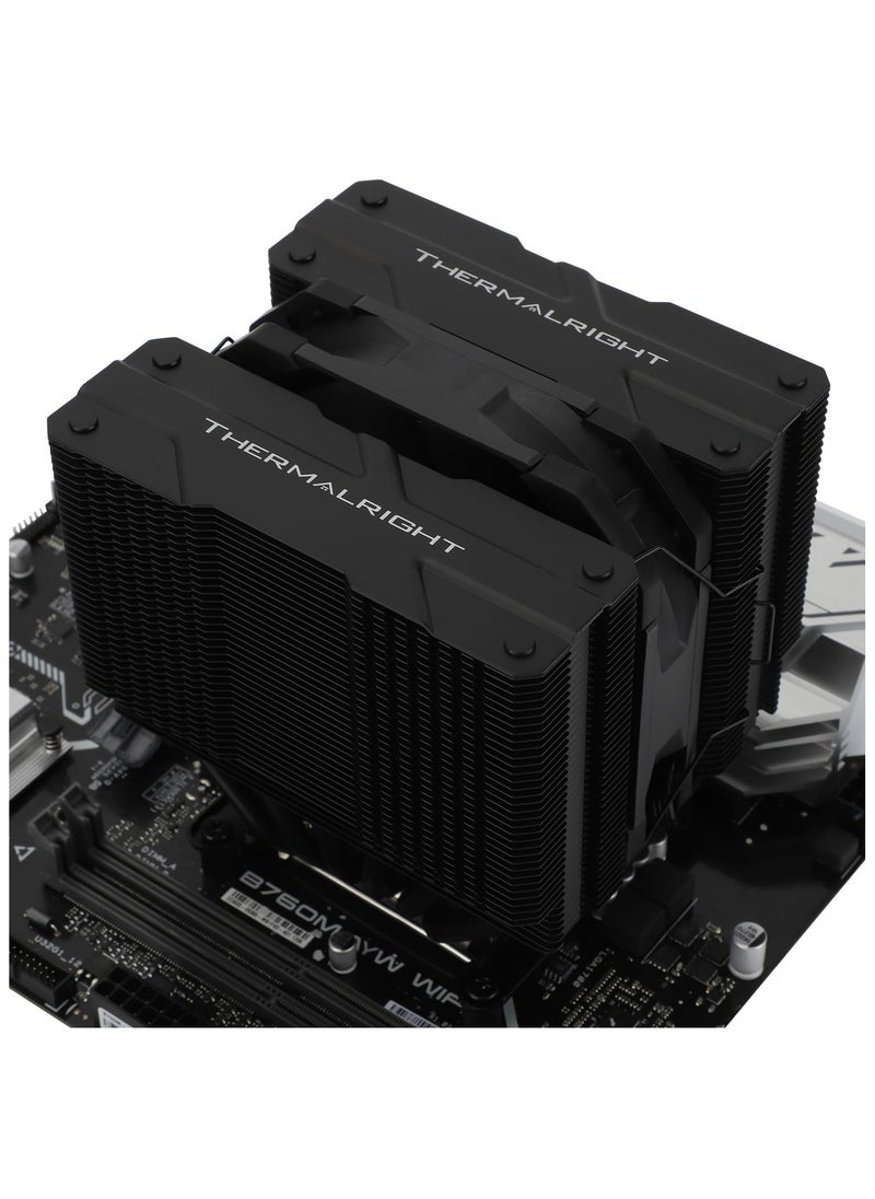Peerless Assassin 120 Mini Black CPU Air Cooler, 6 Heat Pipes Dual Towers Cooler, with TL-D12B PWM Fans, Desktop PC Cooler for Intel LGA 1851/1700/1150/1151/1200/2011,AMD:AM4/AM5