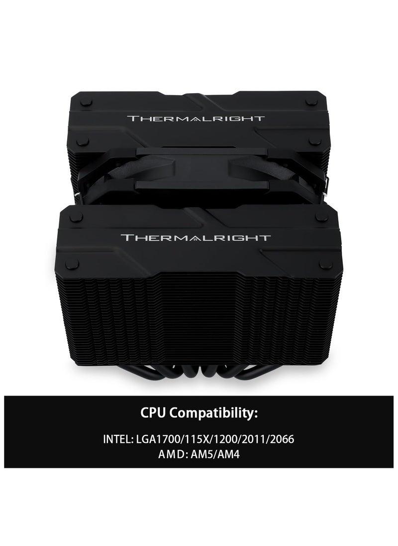 Peerless Assassin 120 Mini Black CPU Air Cooler, 6 Heat Pipes Dual Towers Cooler, with TL-D12B PWM Fans, Desktop PC Cooler for Intel LGA 1851/1700/1150/1151/1200/2011,AMD:AM4/AM5