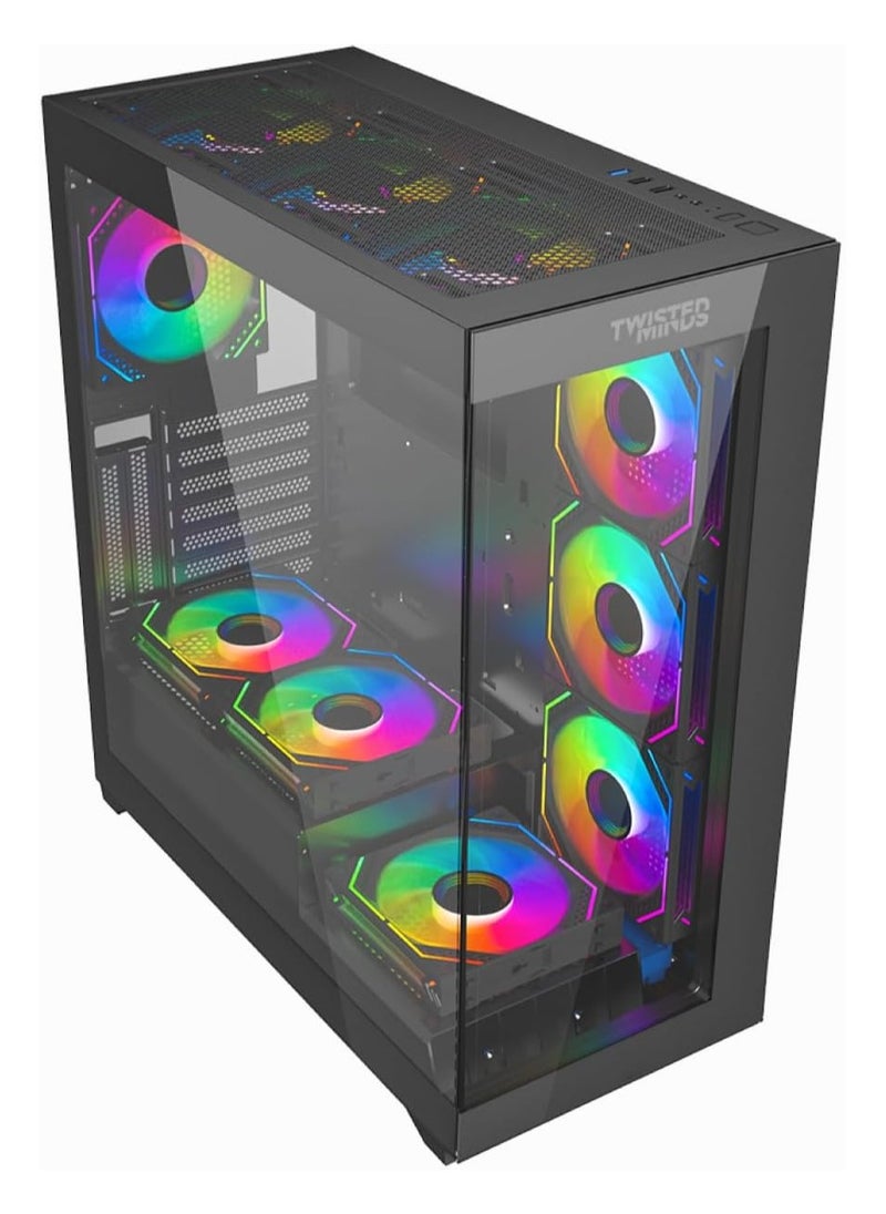 Twisted Minds Quantum 07 Mid Tempered Glass Gaming Case TM-290XL-9-B - Black