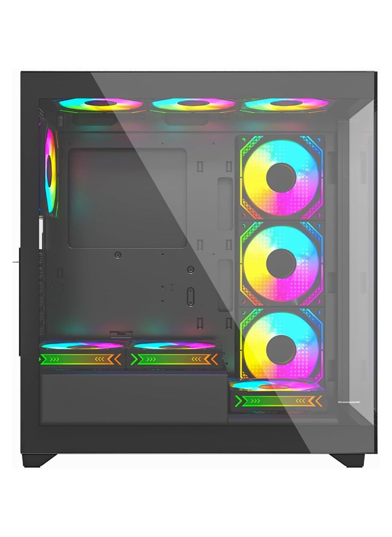 Twisted Minds Quantum 07 Mid Tempered Glass Gaming Case TM-290XL-9-B - Black