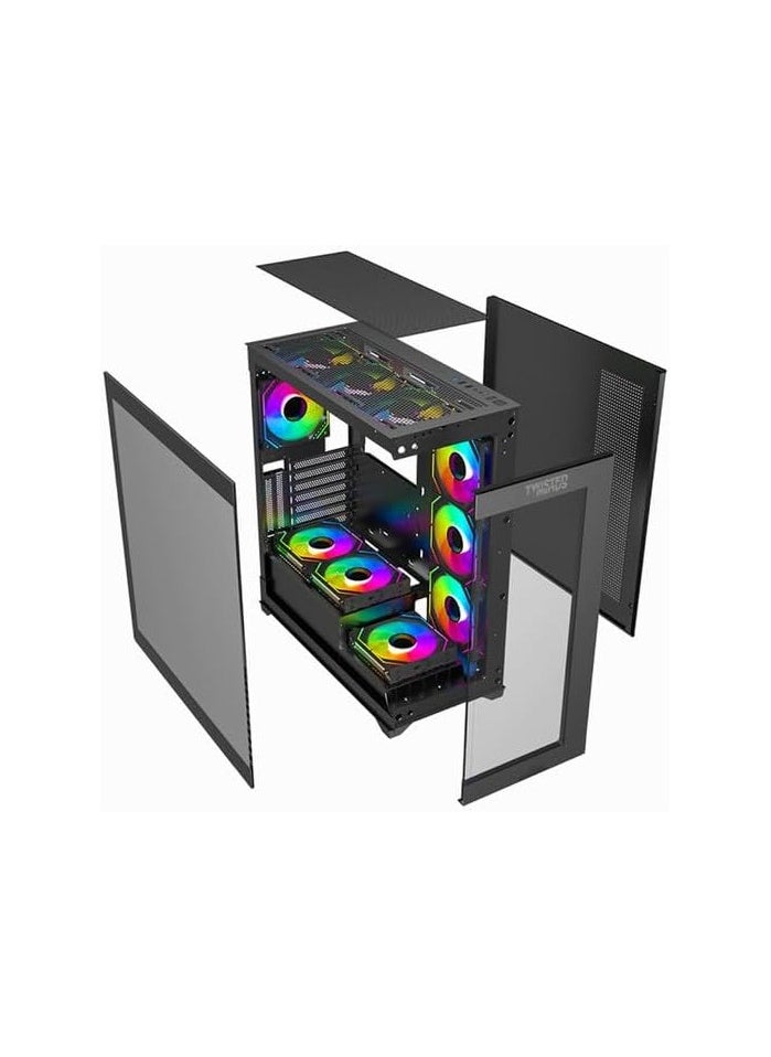 Twisted Minds Quantum 07 Mid Tempered Glass Gaming Case TM-290XL-9-B - Black