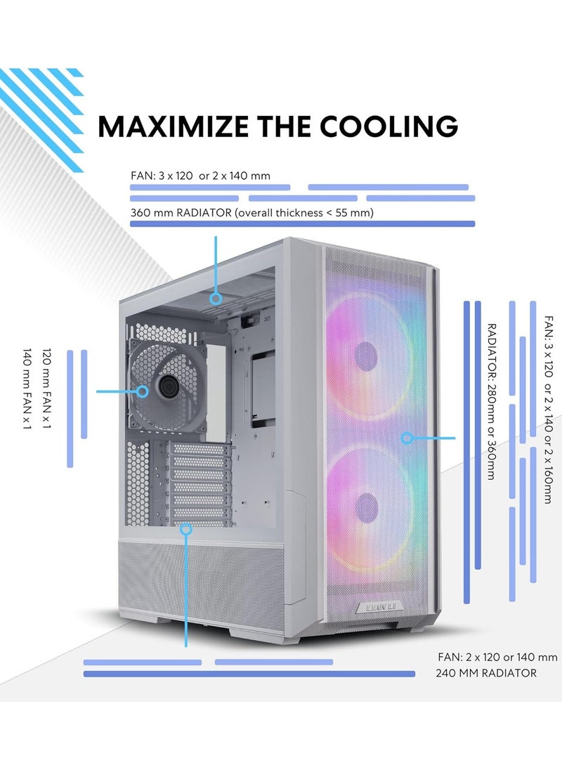 Lian Li Lancool 216 RGB Chassis Optimized for Air and AIO Cooling - White