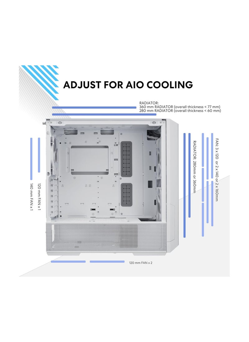 Lian Li Lancool 216 RGB Chassis Optimized for Air and AIO Cooling - White