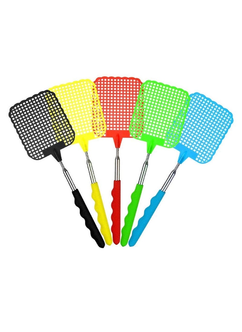 3 Pack Extendable Fly Swatter Flexible Manual Swat Pest Control with Durable Stainless Steel Telescopic Handle, Adjustable Length