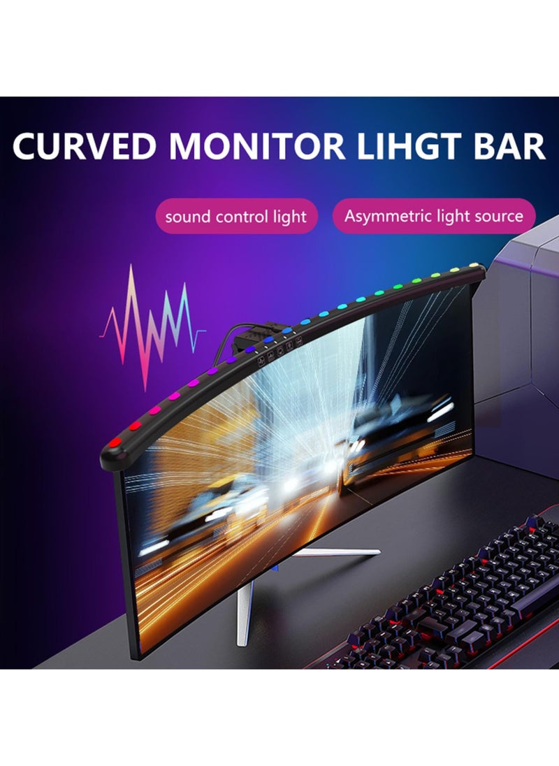 Computer Monitor Lamp, Curved Touch Control RGB LED Screen Monitor Light Bar, Support Stepless Dimming, Dynamic Music Rhythm, Timer, USB Reading LED Task Lamp,