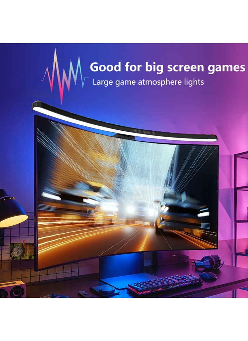 Computer Monitor Lamp, Curved Touch Control RGB LED Screen Monitor Light Bar, Support Stepless Dimming, Dynamic Music Rhythm, Timer, USB Reading LED Task Lamp,