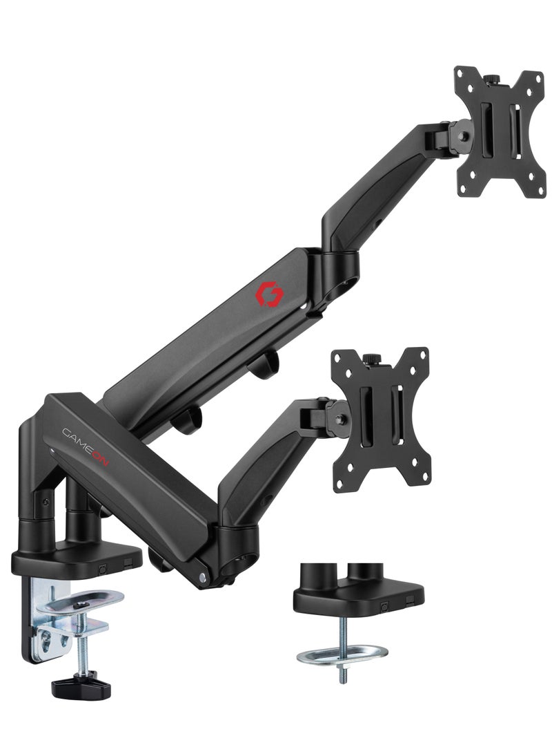 GO-5350 Dual Monitor Arm for Gaming and Office 17 to 32 Inches Screens Each Arm Supports Up to 9 KG Matte Black