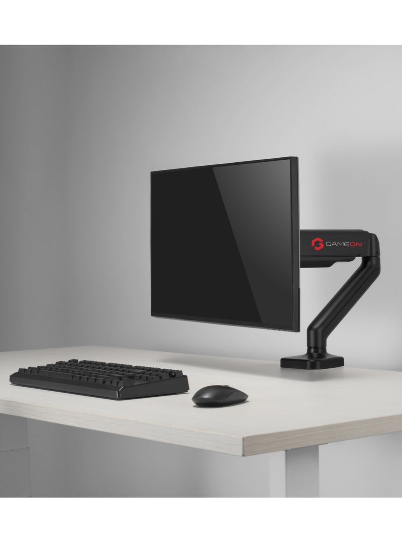 GO-5336 Single Monitor Arm for Gaming and Office Use Fits 17 to 32 Inches Screens Each Arm Supports Up to 9 KG Matte Black