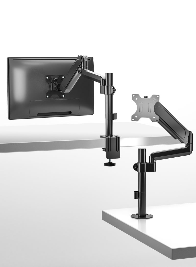 GO-3363 Pole Mounted Gas Spring Single Monitor Arm Stand Mount For Gaming And Office Use 17 to 32 inches Each Arm Upto 10 KG Matte Black