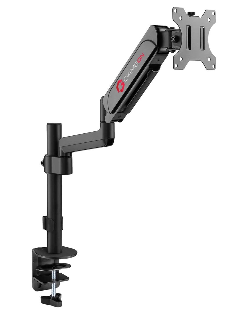 GO-3363 Pole Mounted Gas Spring Single Monitor Arm Stand Mount For Gaming And Office Use 17 to 32 inches Each Arm Upto 10 KG Matte Black